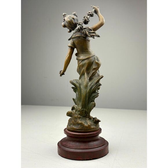 Antique L & F Moreau Chemin des Fleurs Spelter Bronze Woman Sculpture France - Picture 10 of 14